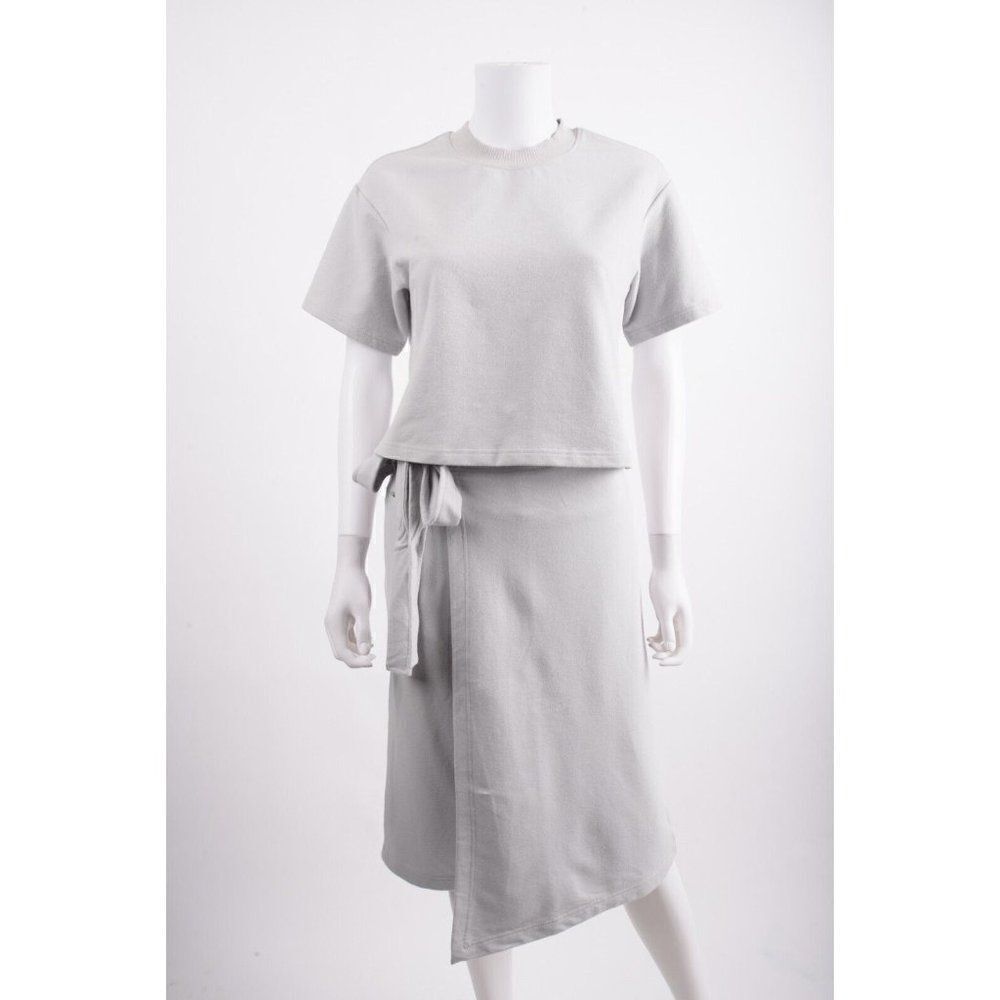 Hemsmith Womens Shirt Top & Skort Set S Small Gray Tie Waist Wrap NWT